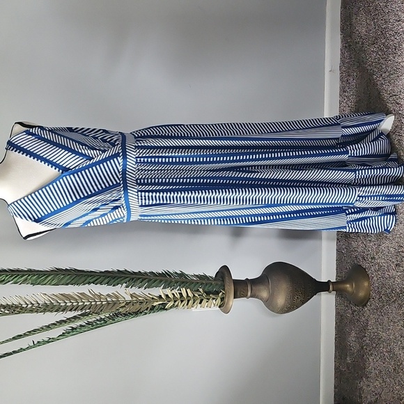 Cato Blue and White Striped Jumpsuit with Ruffle Hem NWOT - Picture 1 of 14